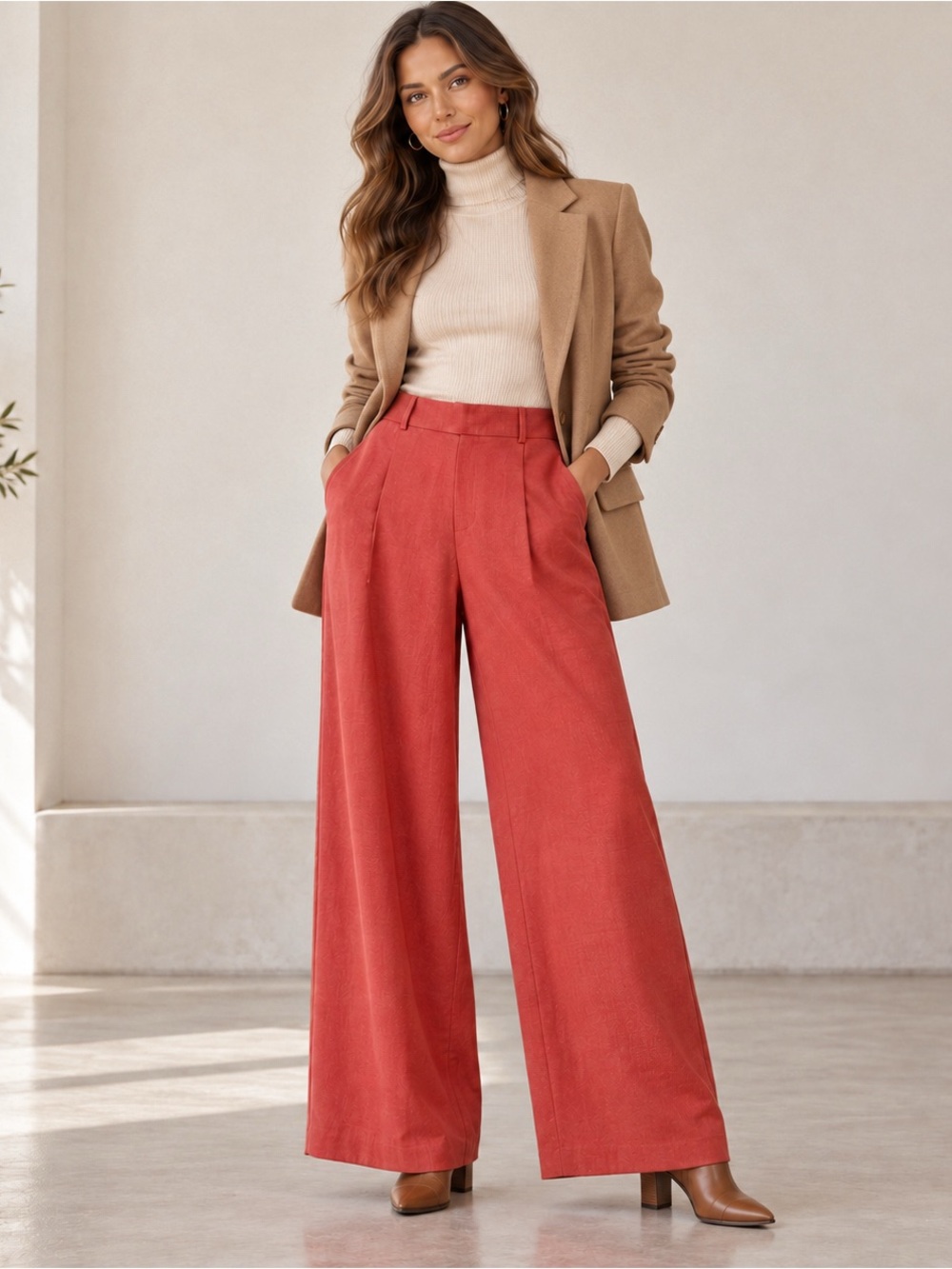 TOCCIN Hailey High Rise Wide Leg Trouser Terracotta Size 4 NWT $425